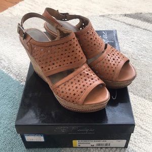 Sam Edelman Cognac leather platform wedges